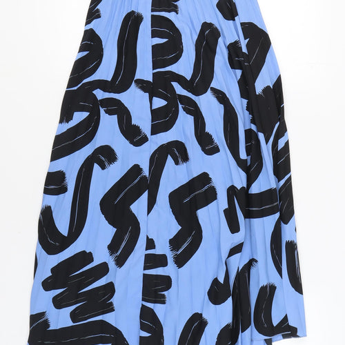 ASOS Women's Blue Geometric Pleated Skirt, Size 8