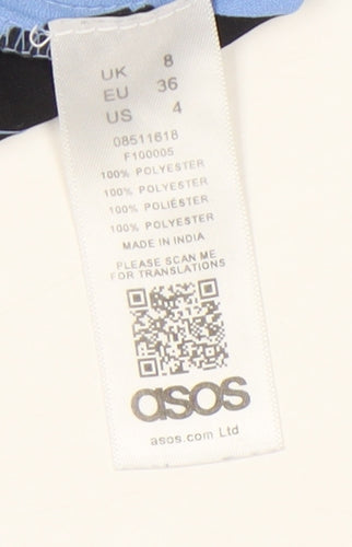 ASOS Women's Blue Geometric Pleated Skirt, Size 8