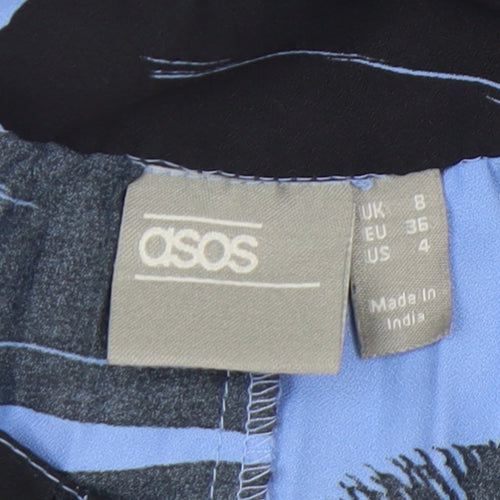 ASOS Women's Blue Geometric Pleated Skirt, Size 8