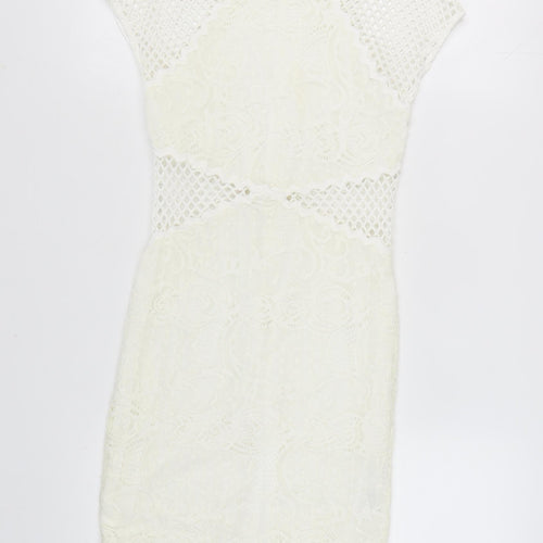 Topshop Women's Ivory Lace Sheath Dress UK 8