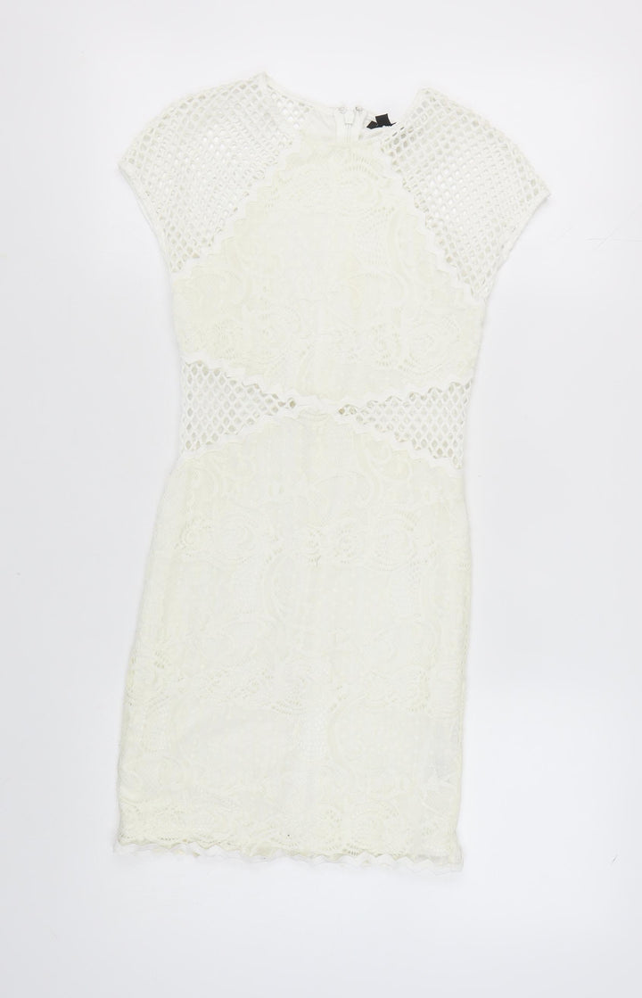 Topshop Women's Ivory Lace Sheath Dress UK 8