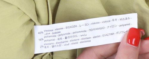 Zara Women's Green Bodycon Single Sleeve Dress, Size S, V-Neck, Ruched