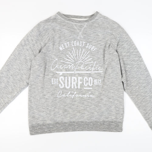 Ocean Pacific Men's Grey Graphic Print Pullover Sweatshirt L