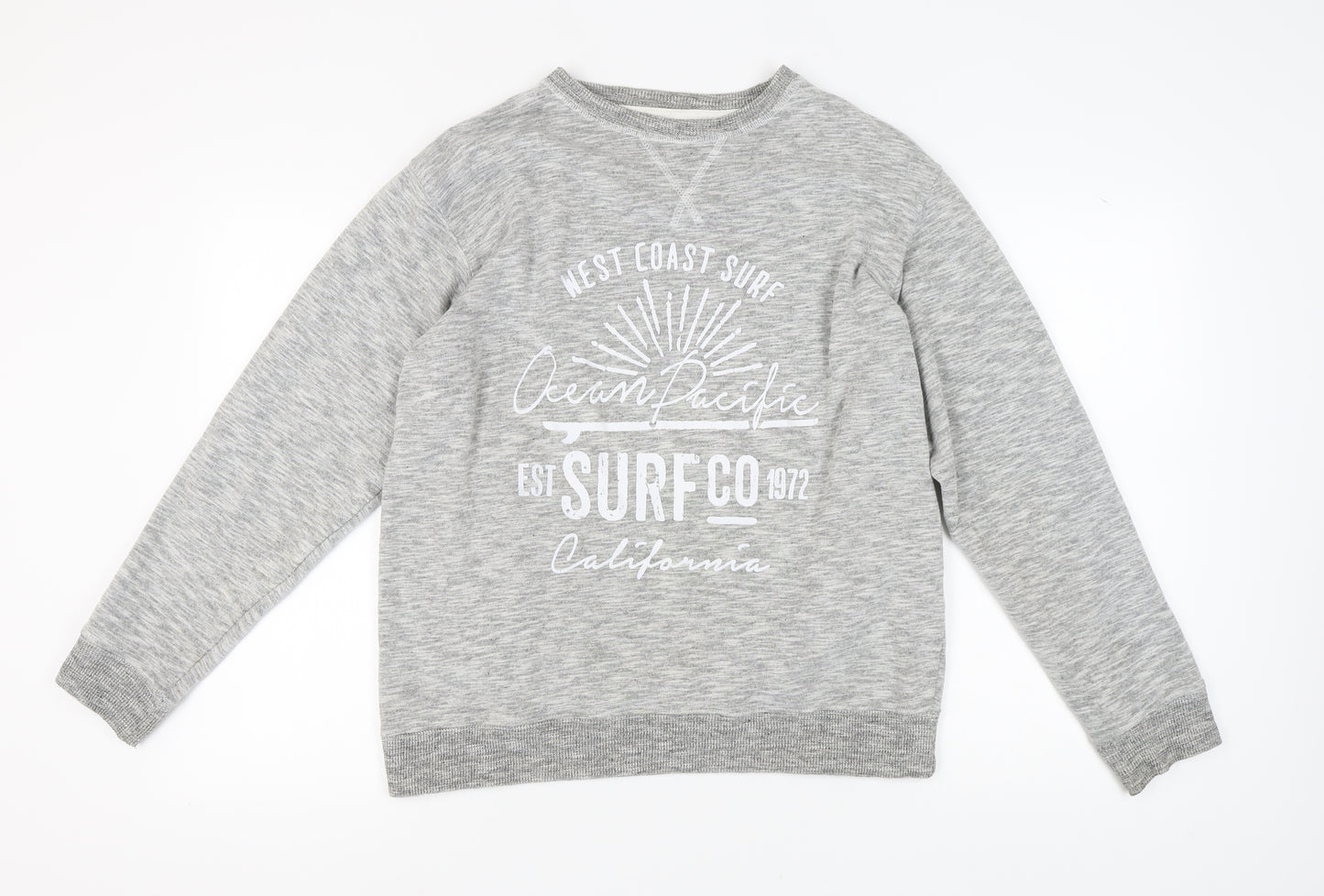 Ocean Pacific Men's Grey Graphic Print Pullover Sweatshirt L