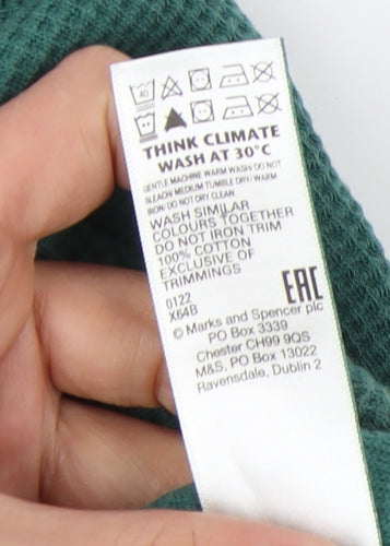 Marks and Spencer Men's Green Pullover Hoodie, Size S