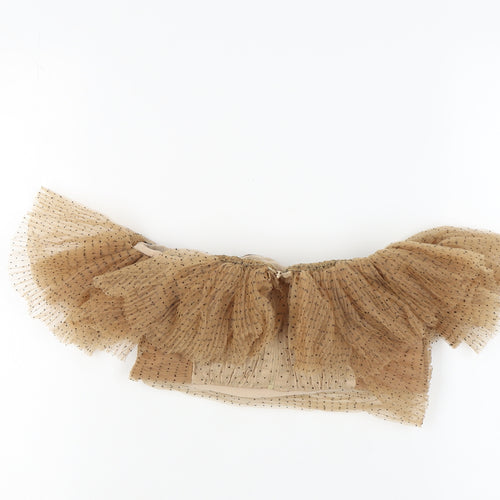 Zara Women's Beige Crop Top S Polka Dot Ruffle