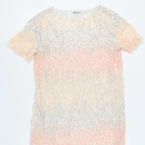 Zara Women Multicoloured Sequin Dress M