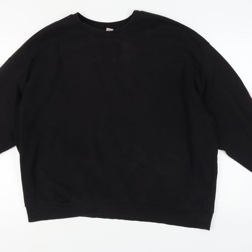 H&M Unisex Black Pullover Sweatshirt L Casual