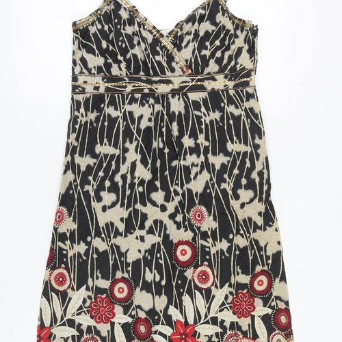 Debenhams Black Floral Slip Dress - Size 10
