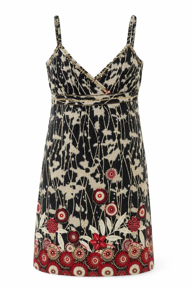 Debenhams Black Floral Slip Dress - Size 10