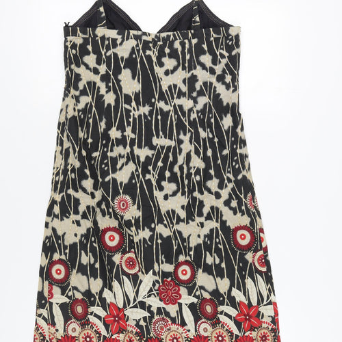 Debenhams Black Floral Slip Dress - Size 10