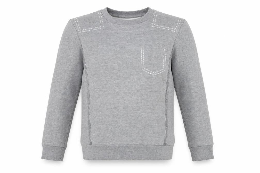 Front view of Topshop Women's Grey Crew Neck Pullover Sweatshirt, size 6