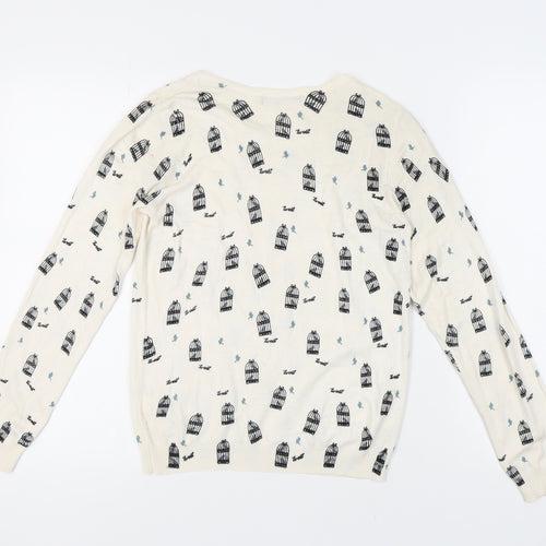 Marks and Spencer Women's Ivory Bird Print Jumper Size 12