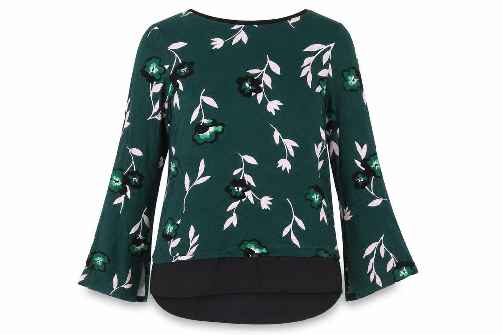 Front view of Marks & Spencer Women's Green Floral Blouse, size 12