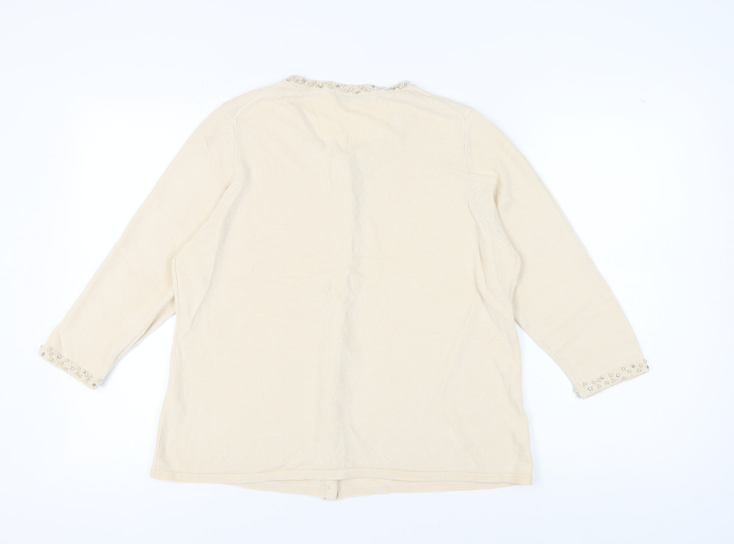 Marks and Spencer Women's Beige Beaded Cardigan Size 20