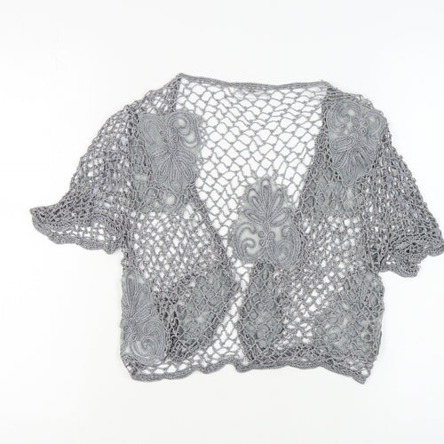 BHS Women's Silver Cropped Crochet Blouse Size 16
