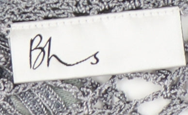 BHS Women's Silver Cropped Crochet Blouse Size 16