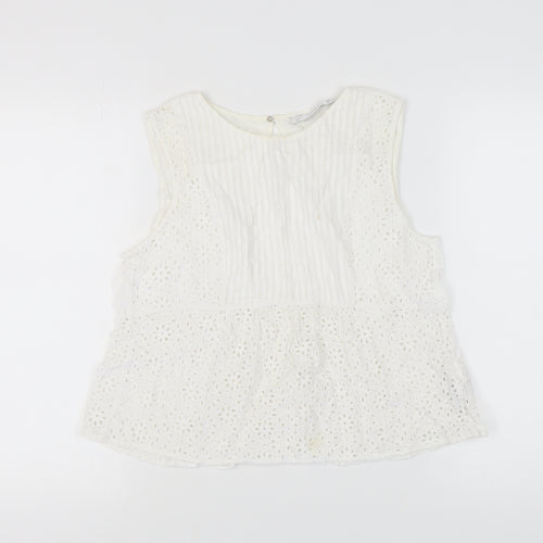 Zara Women’s White Cotton Sleeveless Blouse M