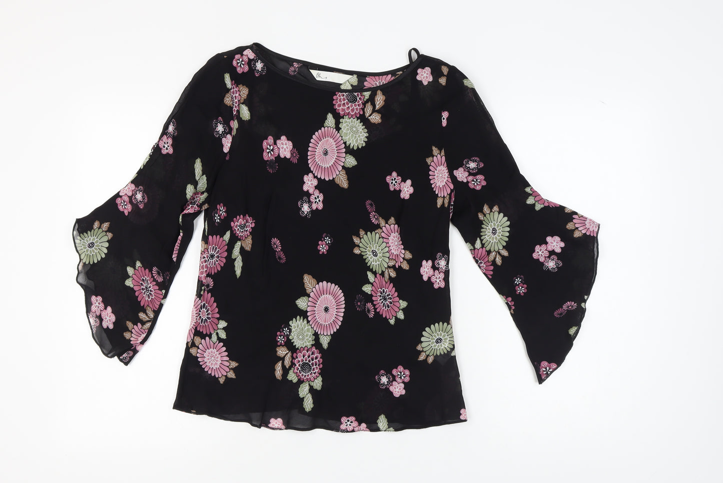 BHS Women's Floral Tunic Blouse, Black, Size 16