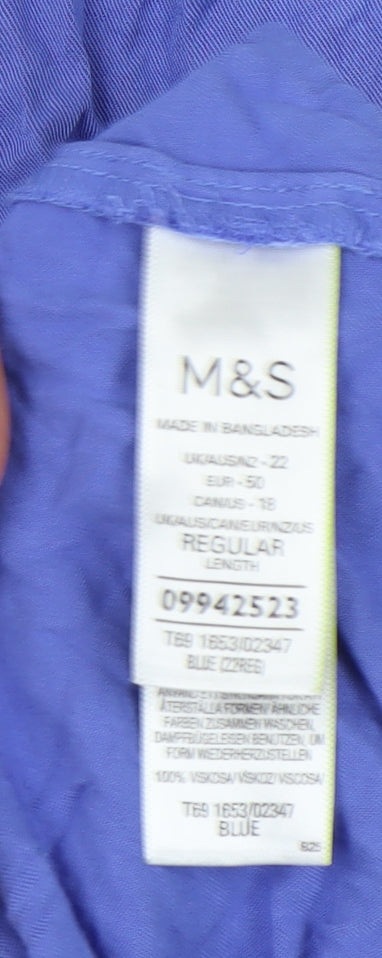 Marks & Spencer Women's Blue Blouse, Size 22, Collared