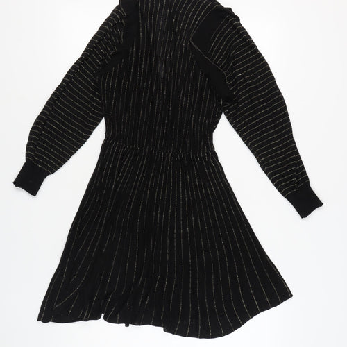 Zara Women's Black Striped Knit Dress S