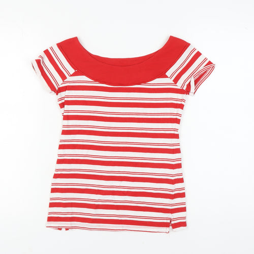 Next Women's Red Striped Scoop Neck Petite Top