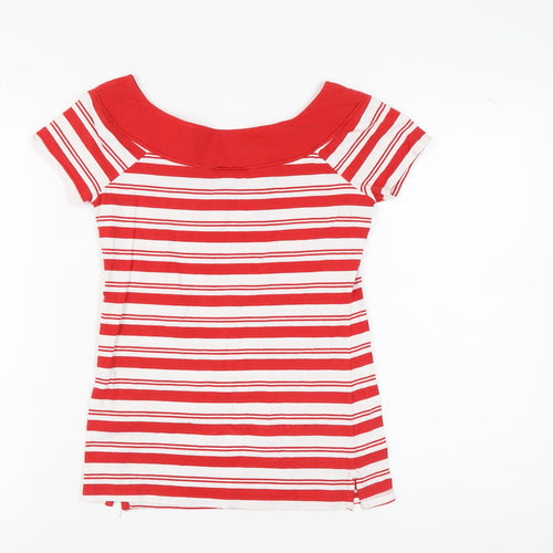 Next Women's Red Striped Scoop Neck Petite Top
