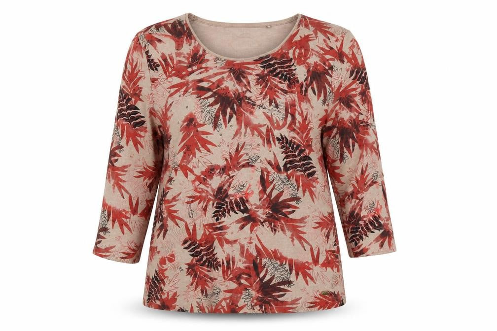 TIGI Women Beige Floral T-Shirt Size 10