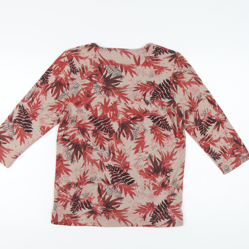TIGI Women Beige Floral T-Shirt Size 10