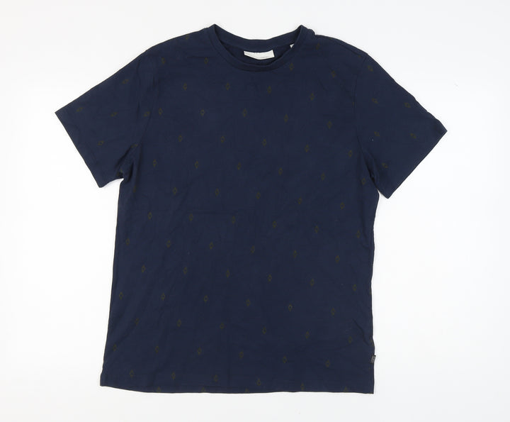CASUAL FRIDAY Men's Blue Geometric T-Shirt, Size L