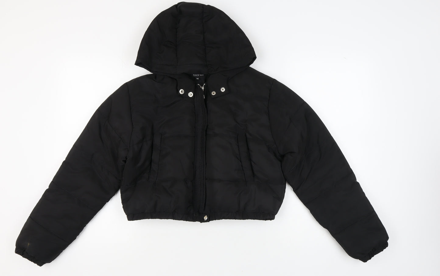 Boohoo Women's Black Puffer Jacket Size 14