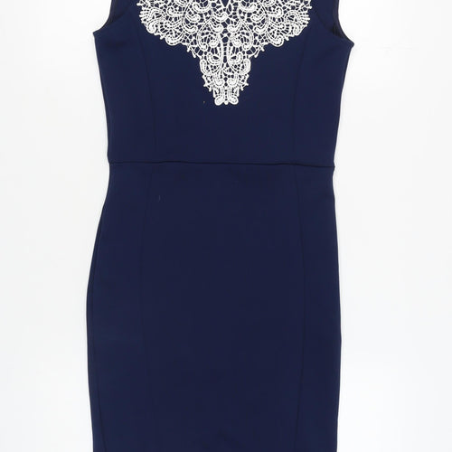 Quiz Women's Blue Sheath Dress, Size 12, Party Ready