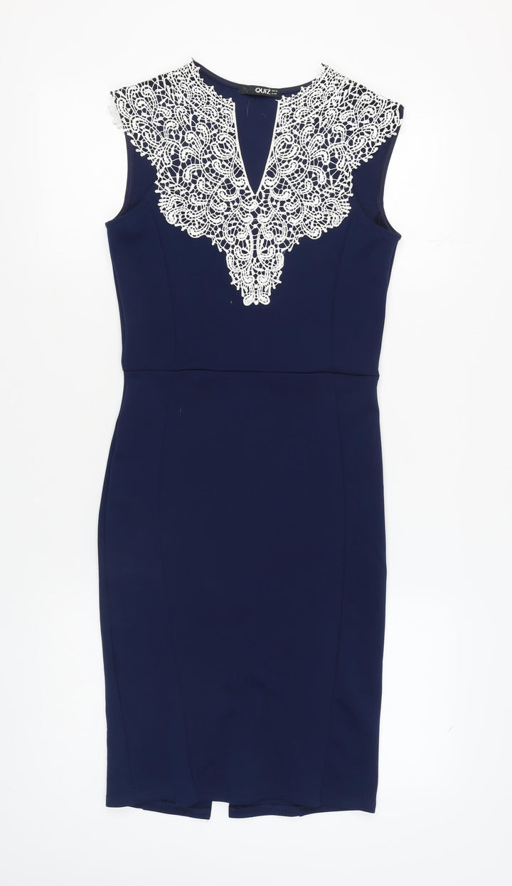Quiz Women's Blue Sheath Dress, Size 12, Party Ready