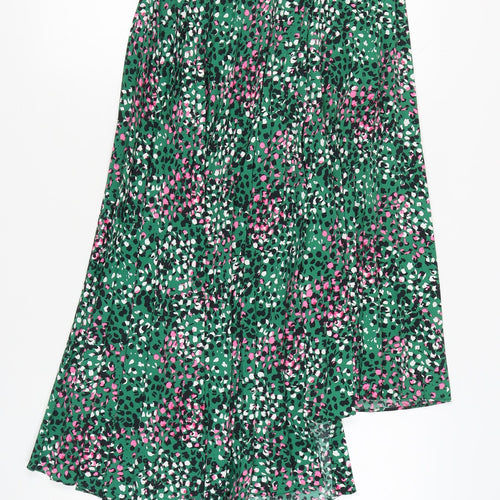 Topshop Women's Green Animal Print Midi Skirt, Size 10