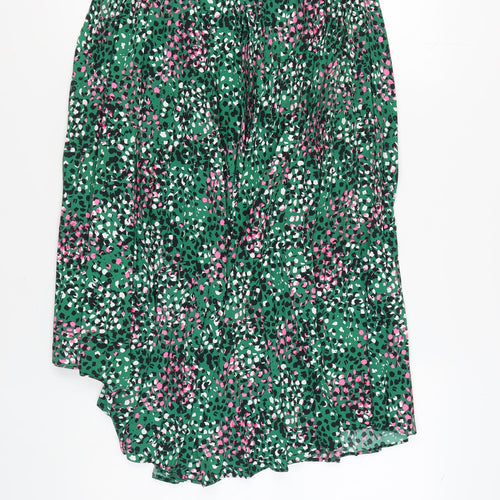 Topshop Women's Green Animal Print Midi Skirt, Size 10