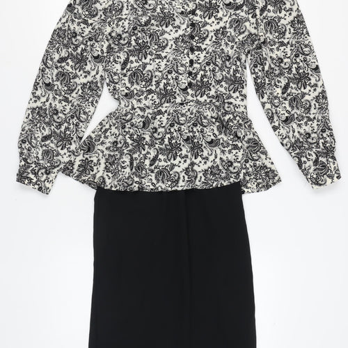 St Michael Women's Black & White Paisley Dress Sz 10