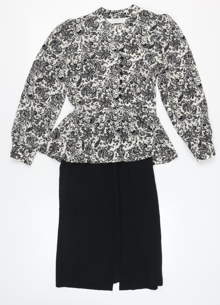 St Michael Women's Black & White Paisley Dress Sz 10