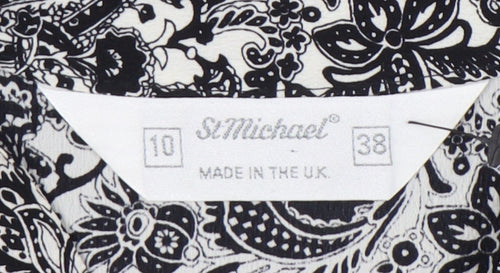 St Michael Women's Black & White Paisley Dress Sz 10