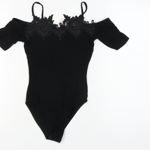 Miss Selfridge Women's Black Lace Bodysuit Size 8 Petite