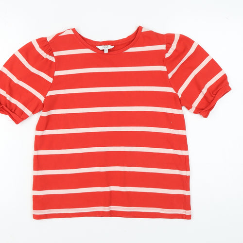 Next Women's Red Striped T-Shirt, Size 12, Puff Sleeve