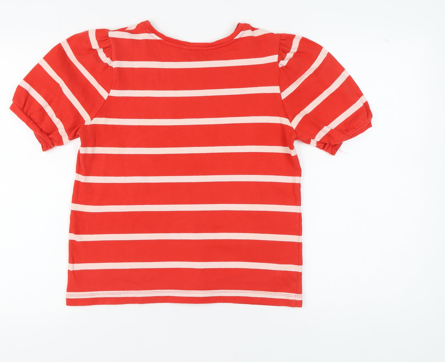 Next Women's Red Striped T-Shirt, Size 12, Puff Sleeve