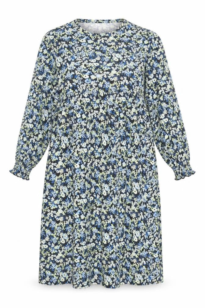 Front view of New Look Women's Blue Floral Dress, size 12