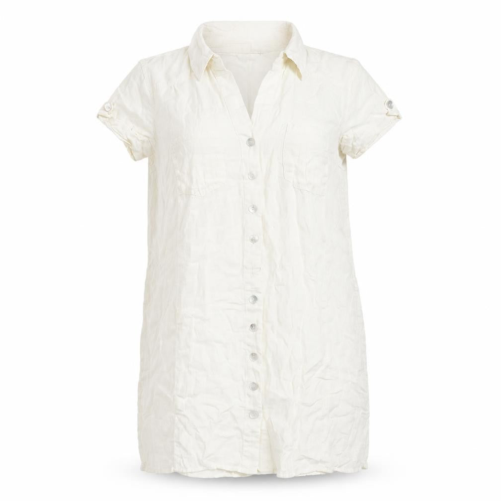 Front view of Per Una Women's Ivory Shirt Dress, size 18, Collared Cotton