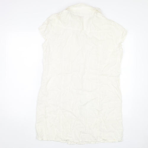 Per Una Women's Ivory Shirt Dress Size 18 Collared Cotton