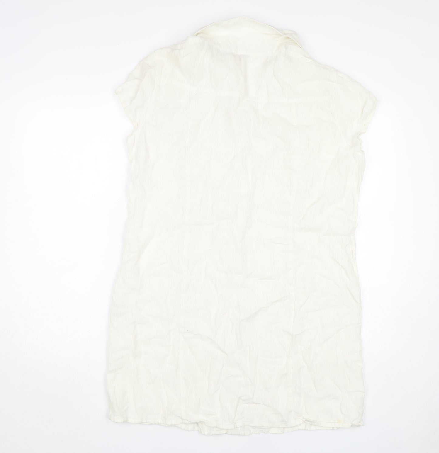 Per Una Women's Ivory Shirt Dress Size 18 Collared Cotton