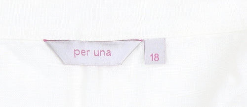 Per Una Women's Ivory Shirt Dress Size 18 Collared Cotton