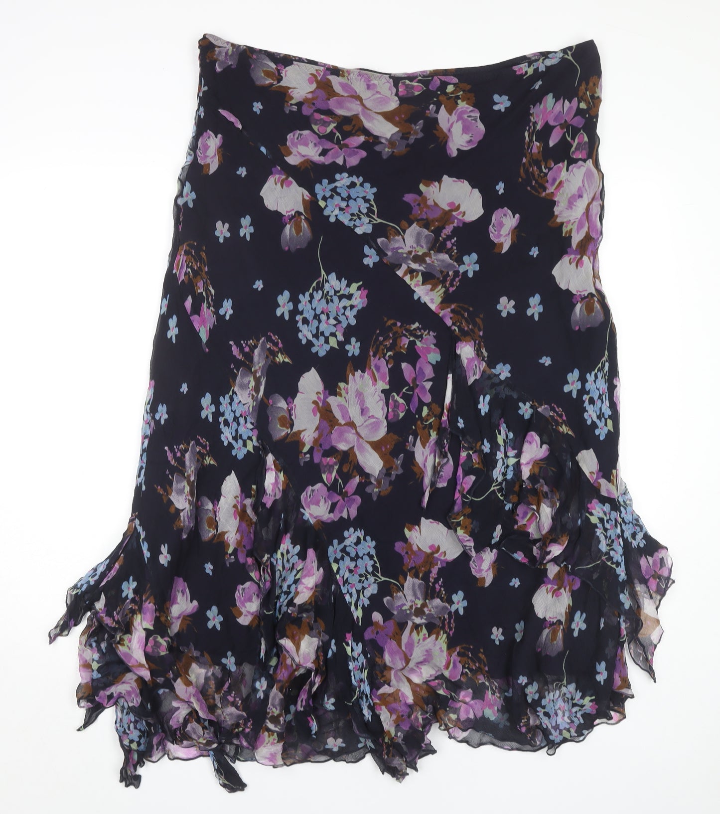 Per Una Women's Multicoloured Floral Silk Skirt Size 18