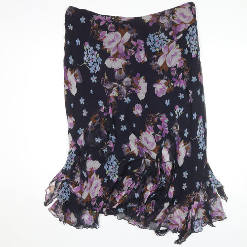 Per Una Women's Multicoloured Floral Silk Skirt Size 18