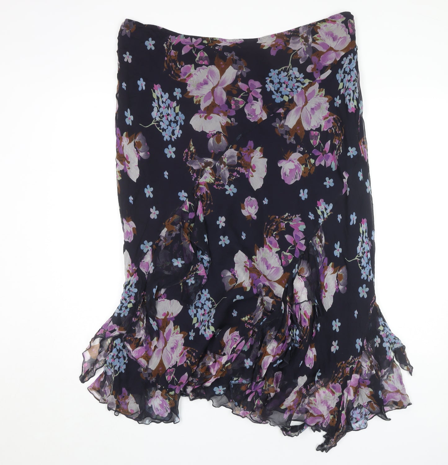 Per Una Women's Multicoloured Floral Silk Skirt Size 18