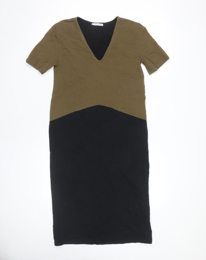 Zara Women's Colourblock Midi Shift Dress, Size 8